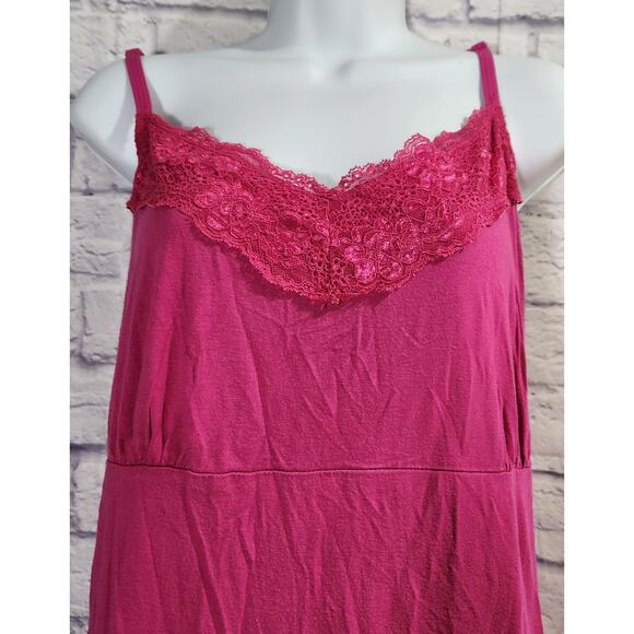 Pink Fuchsia Lace Detail Adjustable Spaghetti Strap Tank Top 22 24 Lightweight - Picture 2 of 5